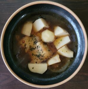 里芋と長ネギの餅入りスープ