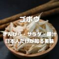 ゴボウ きんぴら・サラダ・豚汁 日本人だけが知る美味