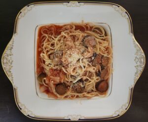 ナス玉ねぎパスタ